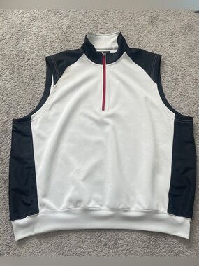 Page & Tuttle Golf Vest White and Black with Red Zipper 2XL